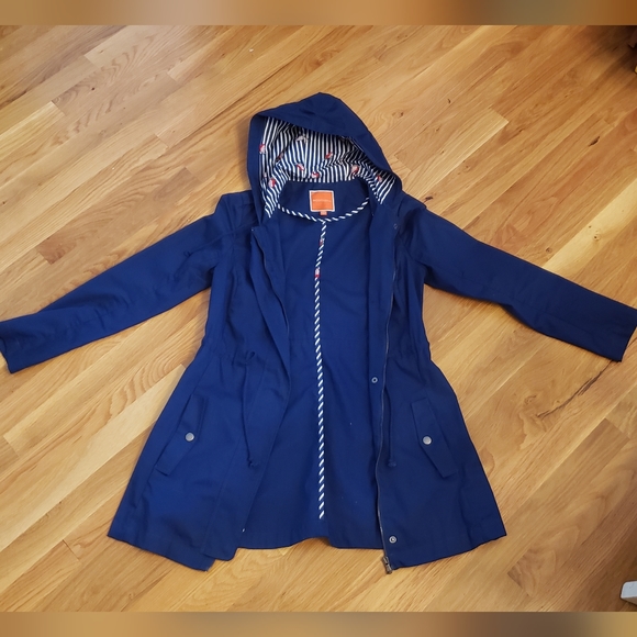 Modcloth Cotton Jacket Trench coat with hood, Navy blue - Picture 2 of 4